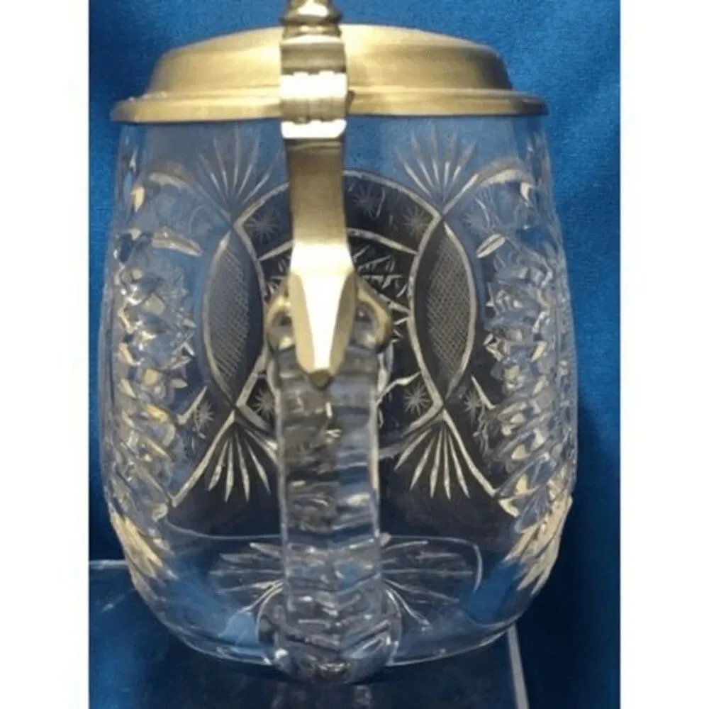 Rein Zinn beer mug crystal putter lid 5 tall,3.5 wide large